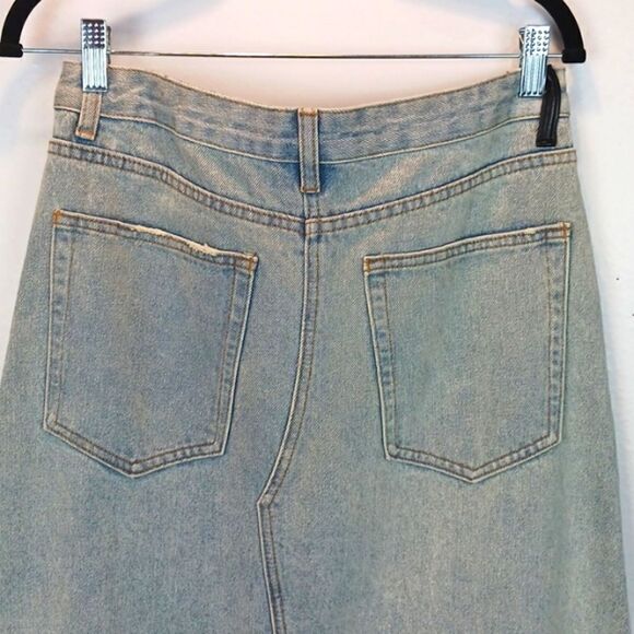 GIANNI BINI Lady Luck light-wash denim midi skirt size 27 - Picture 10 of 14